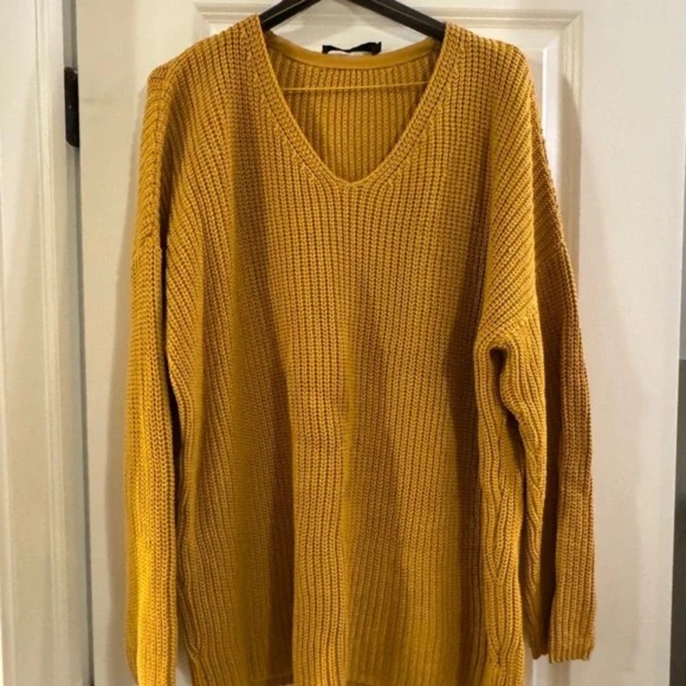 Jenni Kayne Mustard V-Neck Sweater